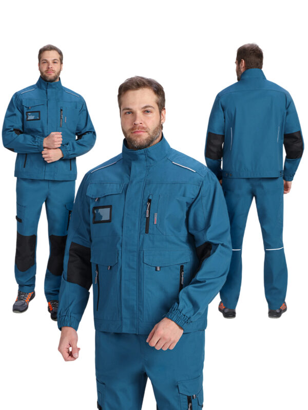 Куртка "ProfLineSpecialist", тк.РипСтоп, (циан/черный), 240 гр/м²