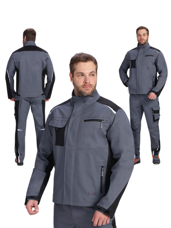 Куртка "ProfLineLeader", тк.Хлопок/Спандекс, (серый/черный), 260 гр/м²
