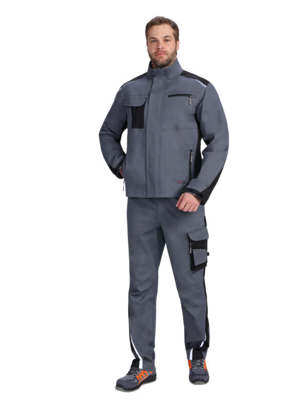Куртка "ProfLineLeader", тк.Хлопок/Спандекс, (серый/черный), 260 гр/м²